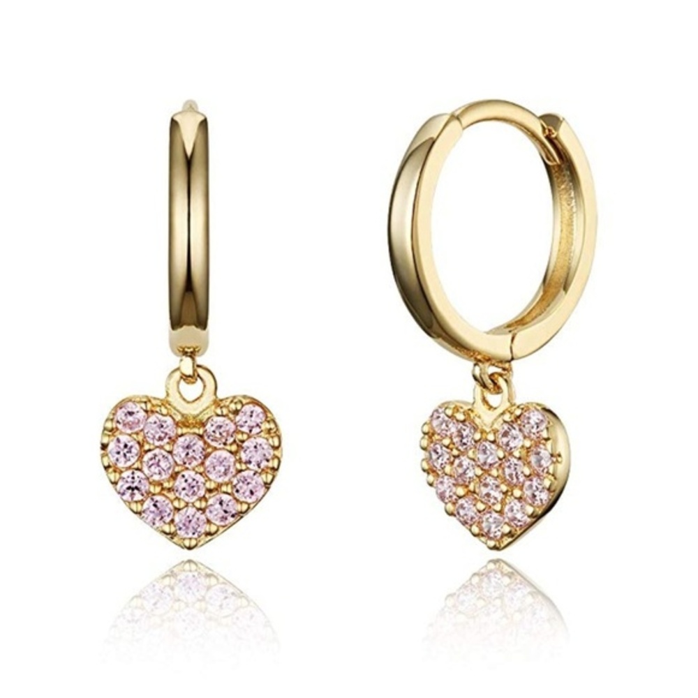 Gold Plated Heart Huggies Baby Girls Hoop Earrings